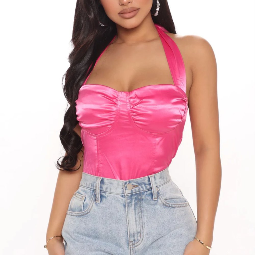 On Sleek Satin Halter Top